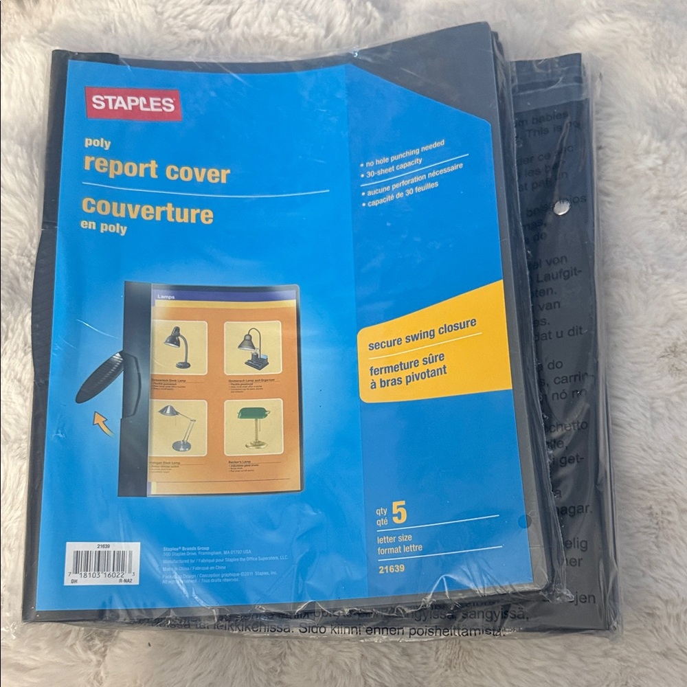 Staples Blue and Black Poly Report Cover